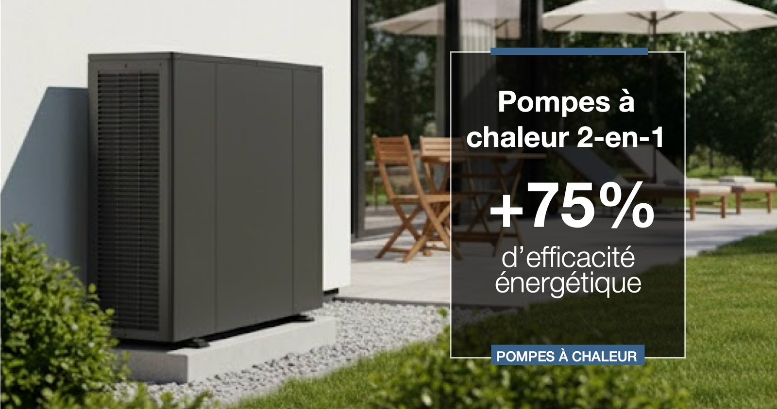 PAC-2-1 Panneaux solaires aérovoltaïques sur un toit, avec un message indiquant +80 % d’efficacité énergétique grâce à cette technologie.